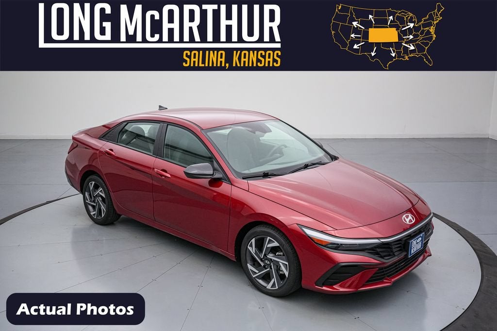 2025 Hyundai Elantra SEL Sport in Ultimate Red — front three-quarter view