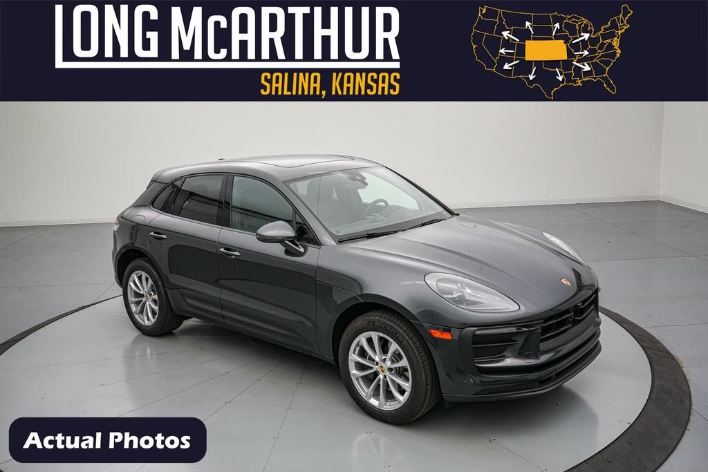 2026 Porsche Macan Base in Volcano Grey Metallic — front three-quarter view