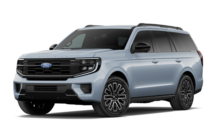 2027 Ford Expedition Platinum in Glacier Gray Metallic Tri-Coat — front three-quarter view