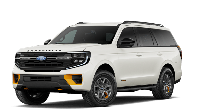 2027 Ford Expedition Tremor in Star White Metallic Tri-Coat — front three-quarter view